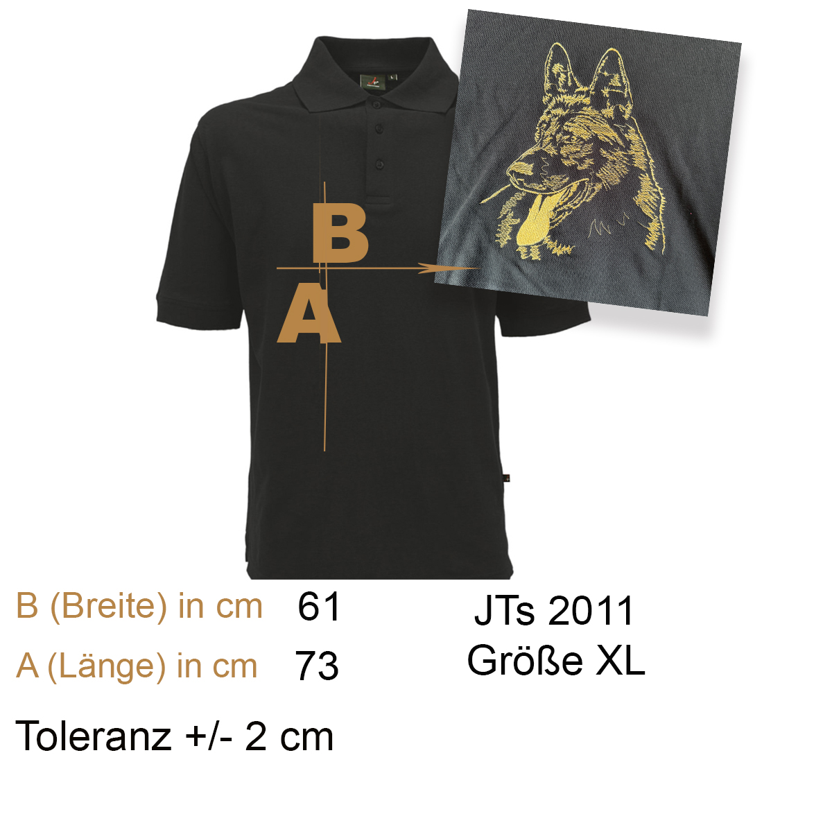 Polohemd, schwarz, Grafik, T-Shirt, Hundestickerei, Polo shirt, Schwarz, Aufdruck, Hemd, Kunstfaser