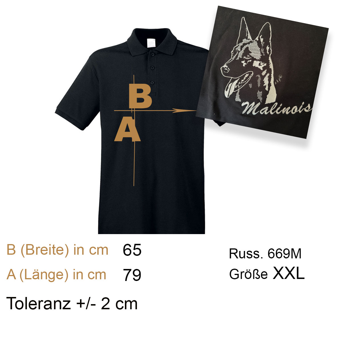 Polo, T-Shirt, Schwarz, Grafik, Hund