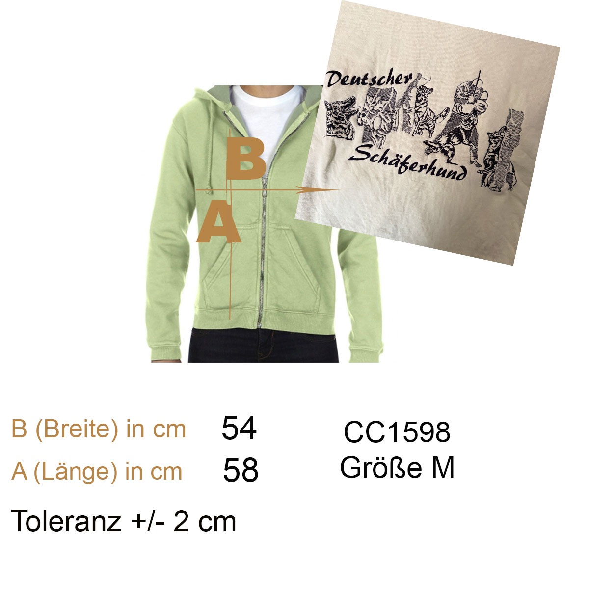 Hoodie, Zweiteiliger Hoodie, Pastellgrün, Kapuzenjacke, Bodenlänge 58cm