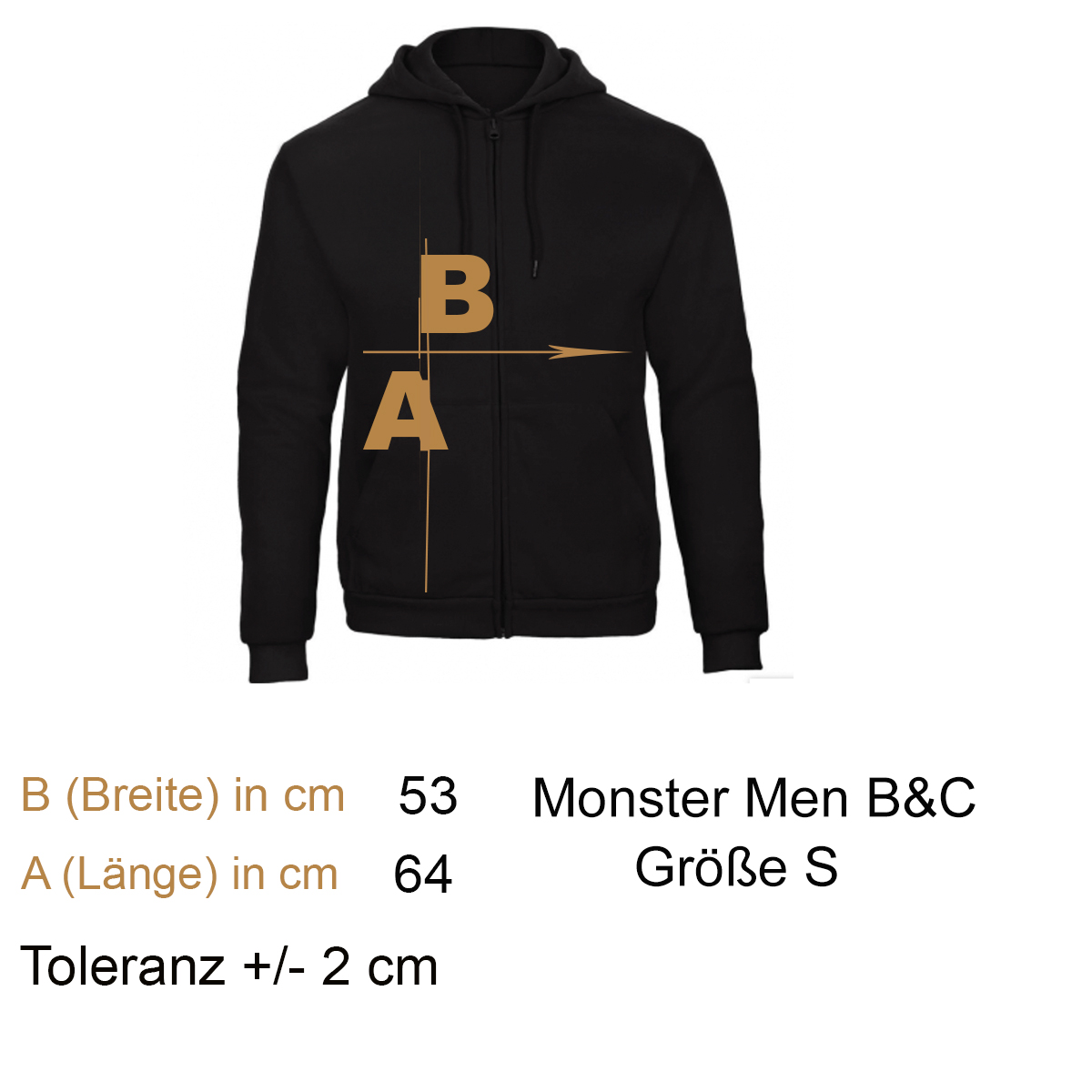Monster/men Hooded Zip Gr. S schwarz