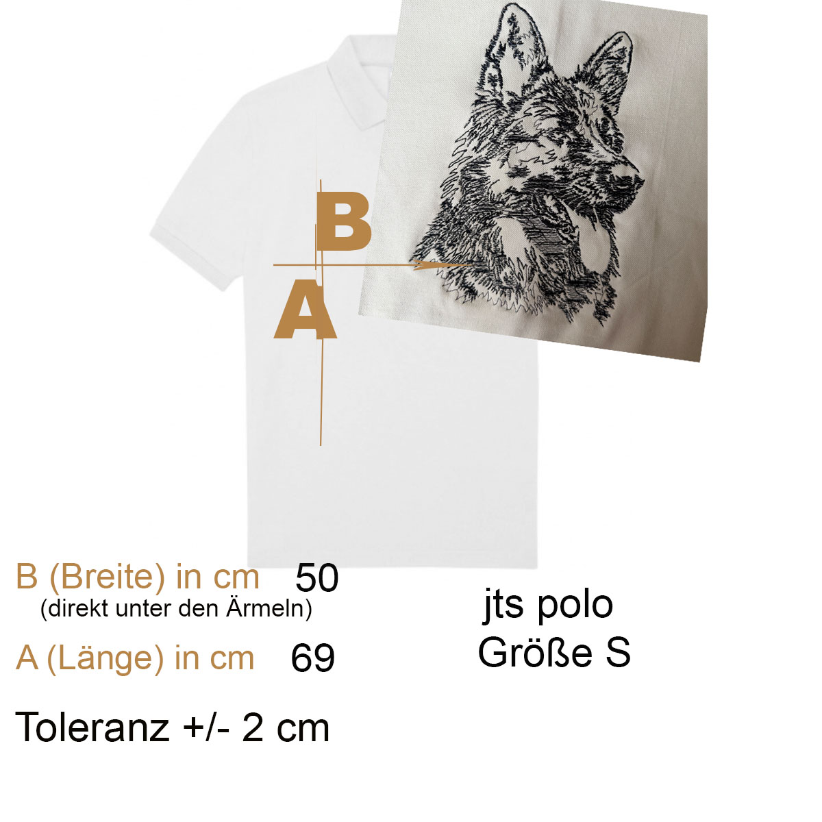 T-Shirt, Weißes Hemd, Breite 50 cm, Länge 69 cm, Hundemotiv