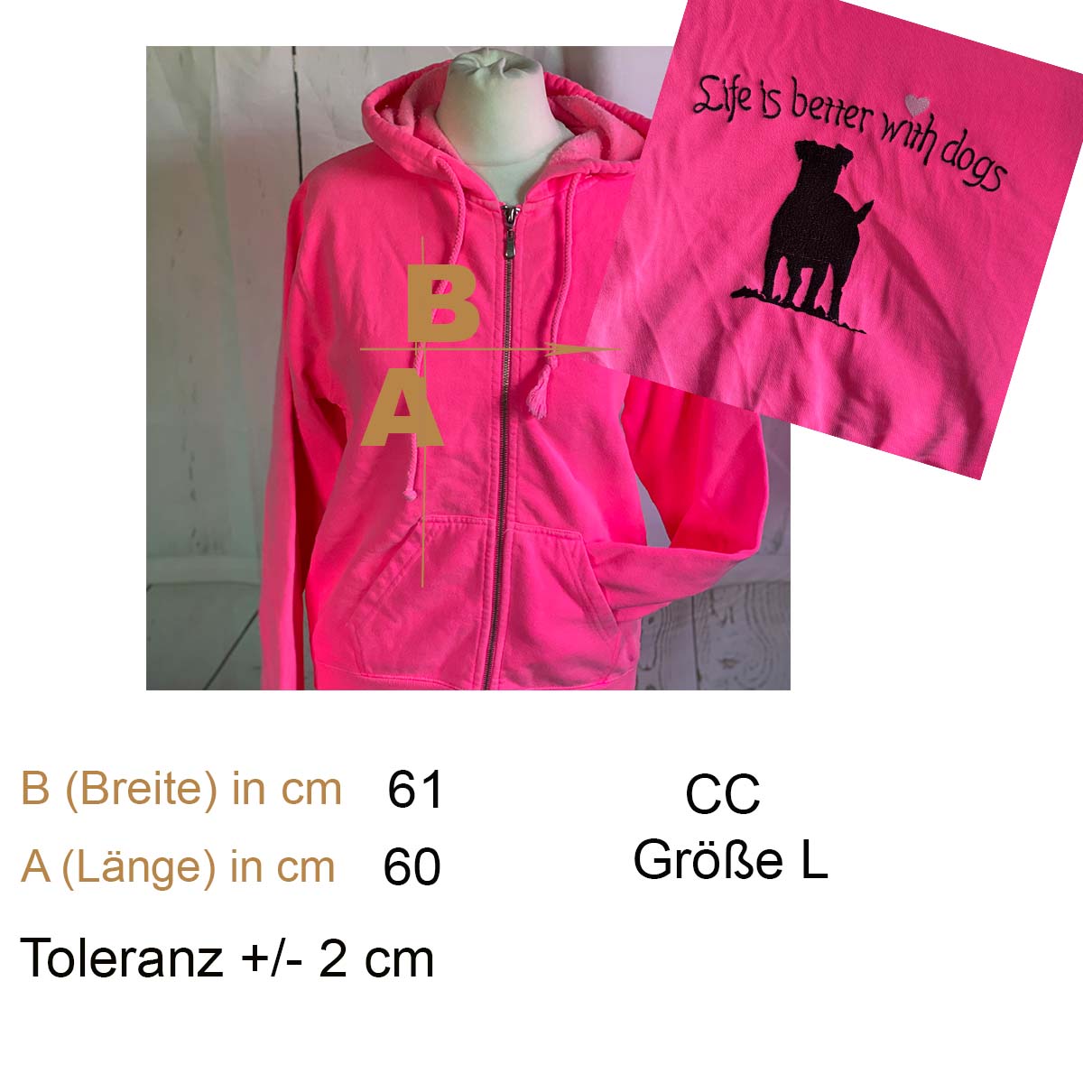 hoodie, pink, Reißverschluss, Taschen, Kordelzug