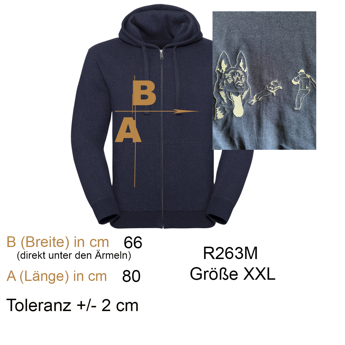 Hoodie, Reißverschluss-Hoodie, Navyblau, Vordergrafik, Größe XXL