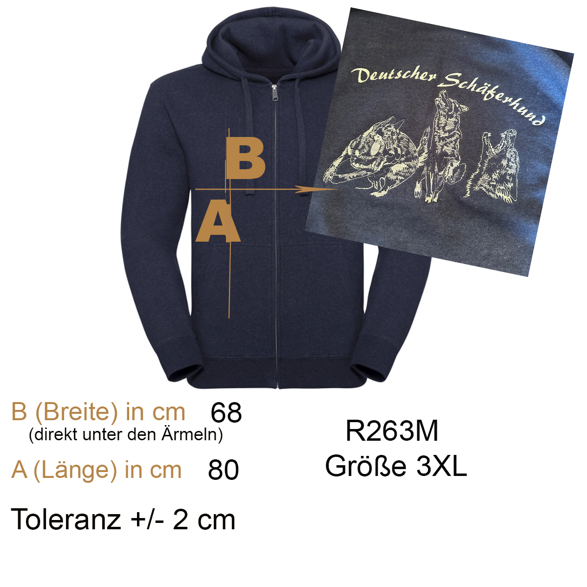 Hoodie, Reißverschluss, Kapuzenpullover, Navy, Unisex