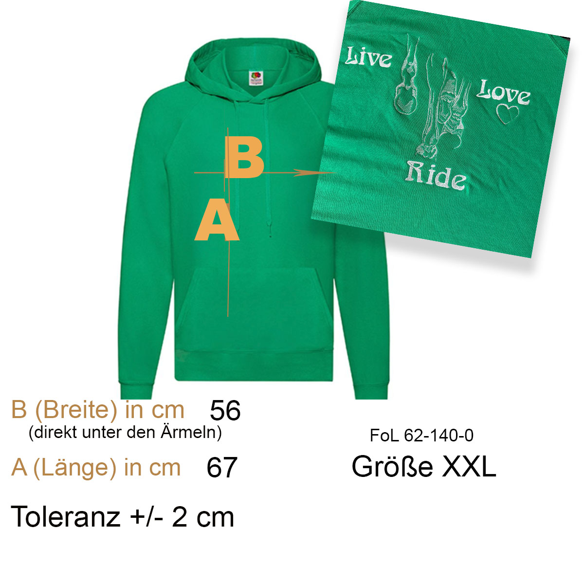 Hoodie, Grün, Kapuzenpullover, Bauelement, Größe XXL