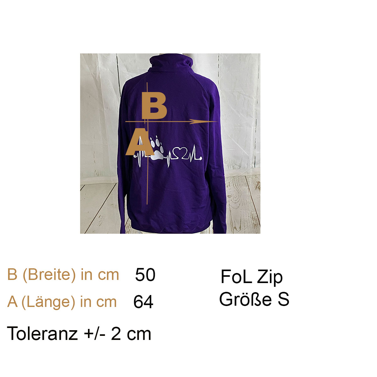 FoL Zip-Sweat lila Gr. S Herzkurve