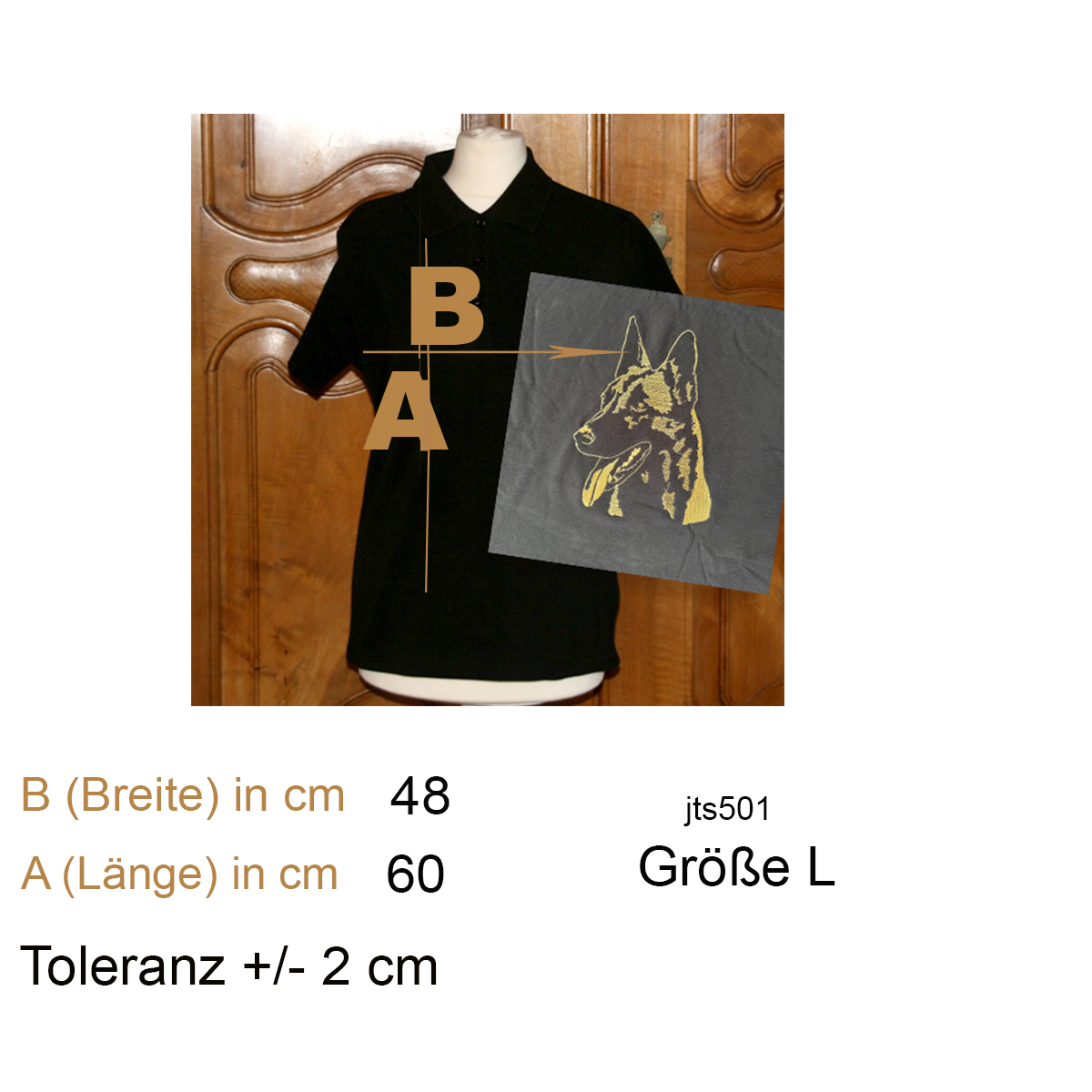 Polohemd, Schwarz, Kurzarm, Baumwolle, Größe L