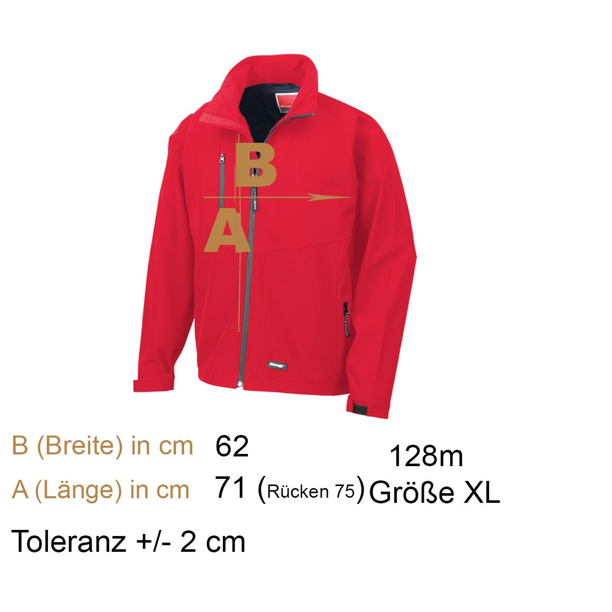 leichte Softshelljacke rot Gr. XL - Rückenstick Hunde:  DSH-Motiv