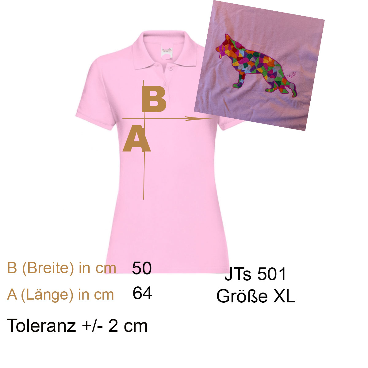 polo, pink polo, alphabet lines, size XL, width 50 cm, length 64 cm