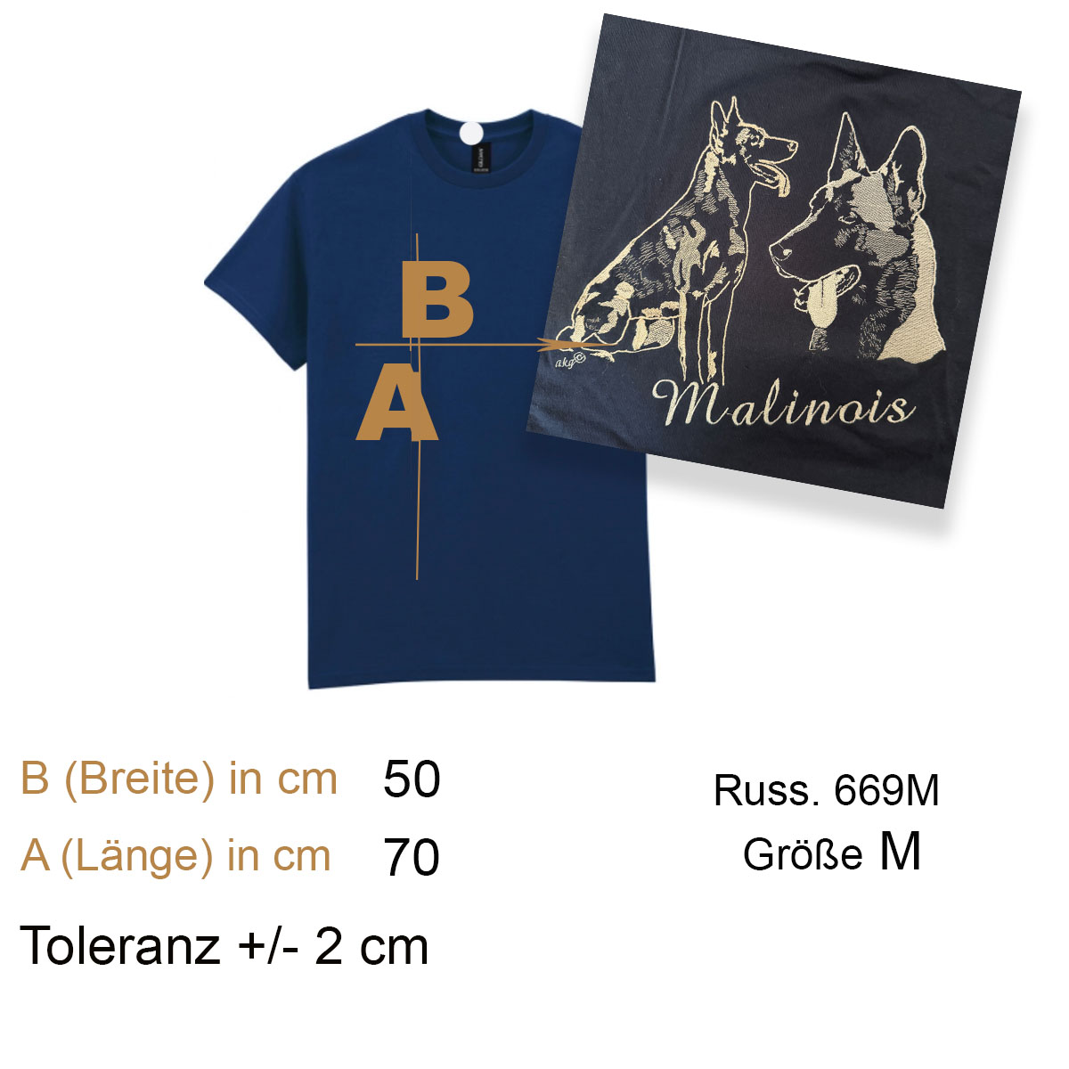 T-Shirt, Blaues Shirt, Grafik-Tee, Breite 50 cm, Länge 70 cm