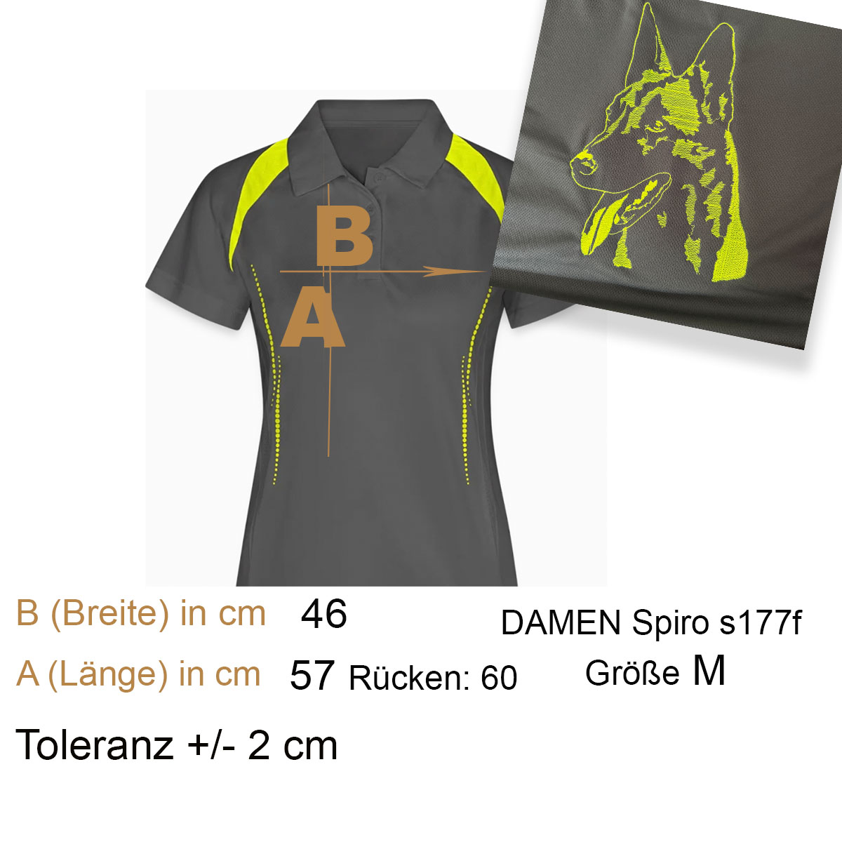 Polo-Hemd, Graues Shirt, Damen, Sport-Top, Material-Polyester
