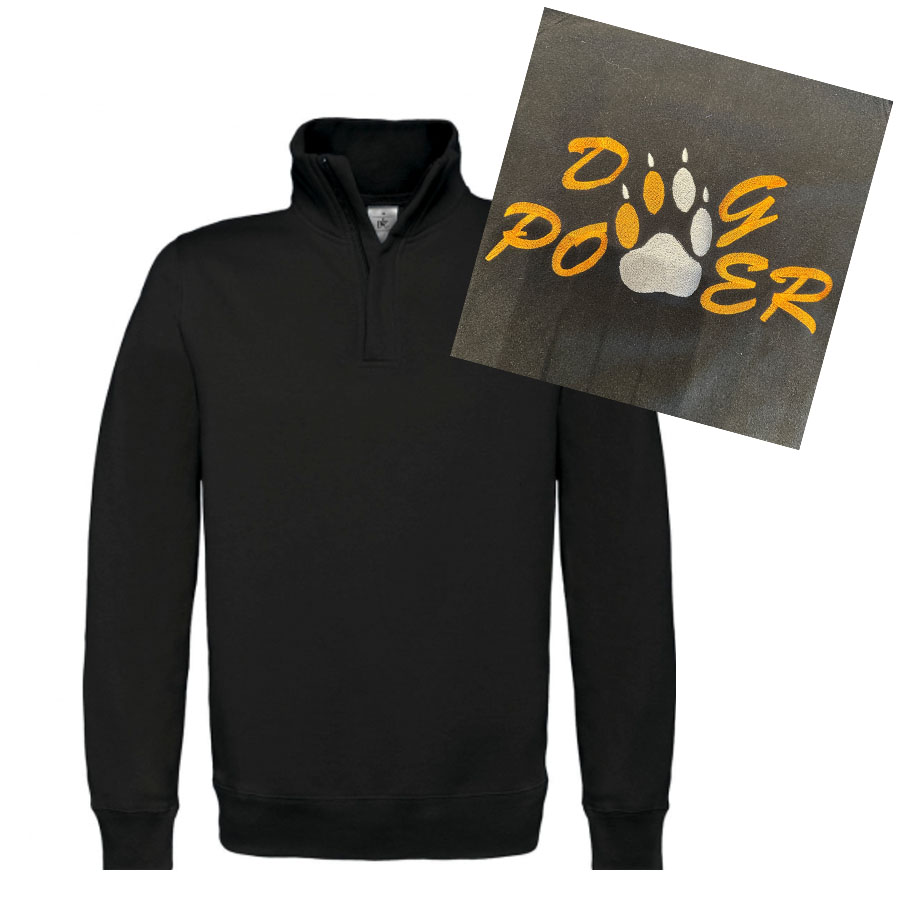 Microfleece Half Zip Gr. XS schwarz Rückenstick Hunde: Dog Power
